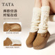 TATA He and her thick sole thick sole Birkenstock shoes women's shoes brown half slippers women's shoes spring cotton shoes single shoes CW901AH5