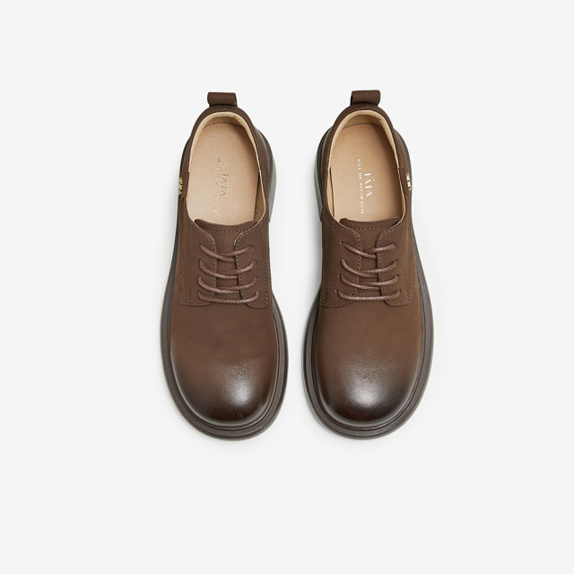 Tata British thick heel Oxford shoes women's retro single shoes small leather shoes 2024 autumn new style WU201CM4
