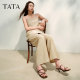 TATA He and She Little Vines Temperament High Heel Slippers Women's French One-Strip Casual Sandals 2025 Summer 7UJA9BT5
