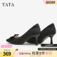 TATA, her French temperament high -heeled shoes female black dinner shoe light mouth single shoes 2024 autumn new model UAN02CQ4