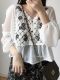 2021 lantern sleeve chiffon stitching female knitted hook flowers hollow cardigan spring and summer embroidered small blouse shawl