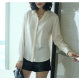 European and American pure pigmented silk satin heavy silk shirt for women long-sleeved loose autumn and winter new base top mulberry silk
