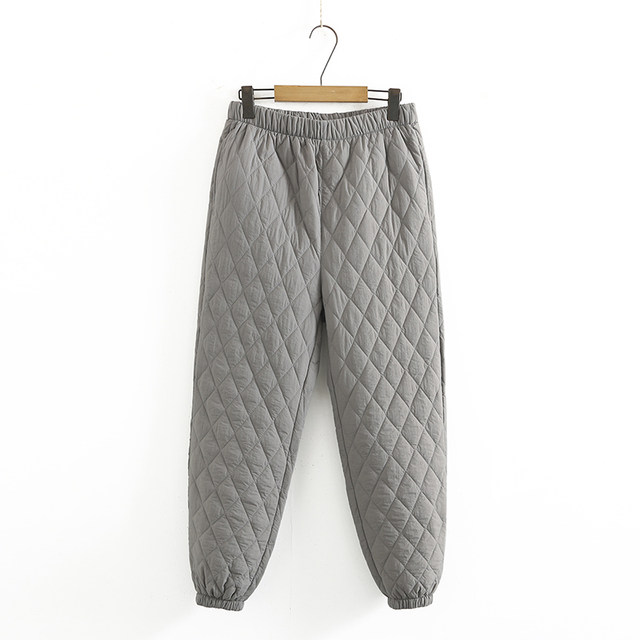 Middle-aged large size lightweight down cotton trousers for women winter elastic waist warm trousers for women bottoming high waist cotton trousers for women