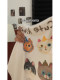 Korean retro cat printed short-sleeved T-shirt for women in summer loose chic Hong Kong flavor pure cotton round neck student top
