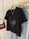 Korean retro cat printed front shoulder short-sleeved T-shirt for women in summer 2024 new loose slim short top trendy