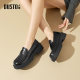 Dadong Loafer Women's Shoes 2025 Spring New Thick Heel Medium Heel Cover Round Head Flat Plate C1250