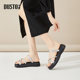 
Dadong Beach Slippers Women's Shoes 2025 Summer New Flat Sole Medium Heel Cover Elegant Iron Diamonds X0250