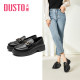 Dadong single shoes women's shoes spring new casual round toe boots horseshoe buckle thick heel small leather shoes lazy shoes 2715