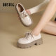 Dadong Loafer Women's Shoes 2025 Autumn New Fashion, Casual Simple Thick Heel High Heel Lace Round Head Q0146