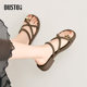 Dadong toe slippers women's shoes 2025 summer new fashion casual thick heel mid-heel round toe cover X1279