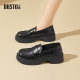 Dadong Loafer Women's Shoes 2025 Spring New Thick Heel Medium Heel Cover Round Head Flat Plate C1250