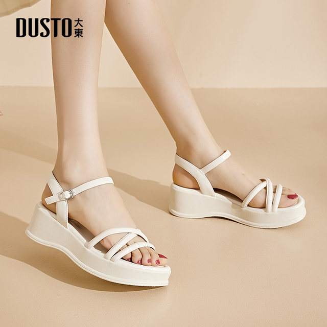 Dadong women's shoes summer 2025 new hot flat casual shoes beach shoes thick sole Roman sandals for women X3621