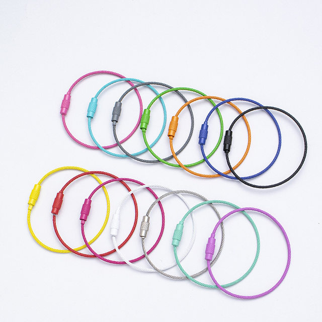 Colorful painted wire ring keychain ring DIY jewelry accessories accessories rope chain ring twist rod wool material