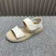Processed first-layer cowhide two-wear beach shoes for women 2025 summer new Velcro retro open-toe Roman sandals