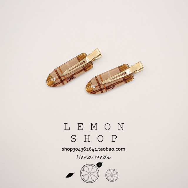Coffee color seamless hairpin retro plaid edge clip makeup clip girl bangs clip card broken hair duckbill clip hair accessories