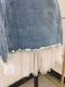 2024 summer new Korean version of pearl net yarn splicing denim skirt half -body skirt irregular short skirt shows thin A -line skirt

