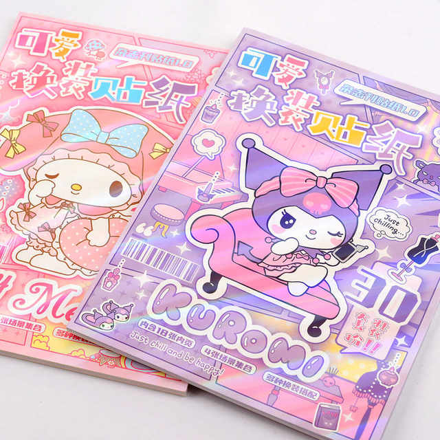 Sanrio Kulomi Melody dress-up sticker book children girl cartoon DIY crop-free puzzle quiet book