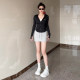 Black drawing half -bodies women's skirt 2024 spring and summer new high waist, thin bag hips A -line casual sports skirt