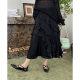 Buyer store new product 24 spring and summer lace asymmetric oblique ruffled slit skirts irregular long skirt women
