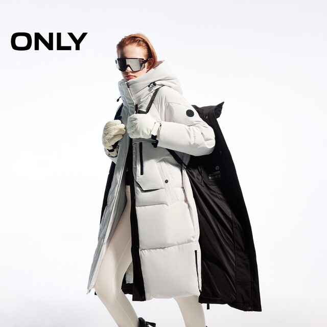 ONLY Winter 90 White Duck Down Three-proof Heat Storage Loose Long Down Jacket Women 124412023