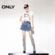 ONLY2025 summer new style irregular heavy industry hot diamond high waist slimming A-line skirt shorts jeans for women
