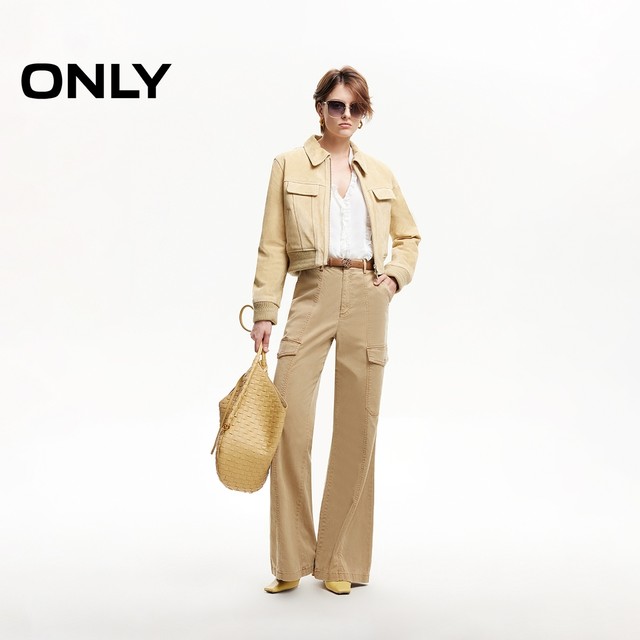 ONLY winter trendy design touch pocket lapel front shoulder leather jacket for women 124410004