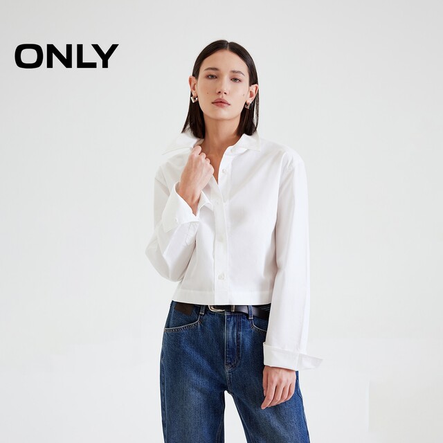 ONLY2025 summer new modern lady style pure cotton gradient loose long-sleeved shirt for women 125105015