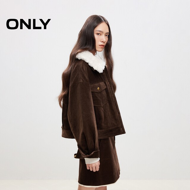 ONLY winter fashion retro corduroy long-sleeved short-sleeved cotton jacket for women 124422005