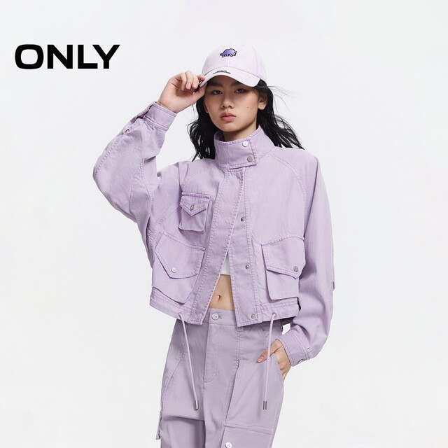 ONLY2025 summer new commuter style asymmetric multi-pocket stand collar loose bat sleeve short jacket for women