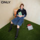 ONLY summer fashion retro high waist denim A-line mid-length pleated skirt skirt women 123337008