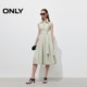 ONLY2025 summer new straps waist-closing and slim fit solid color lapel sleeveless A-line long dress for women
