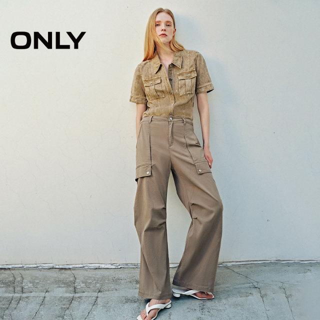 ONLY Dopamine Fashion Versatile Loose Elastic American Retro Straight Pocket Overalls Casual Pants Women