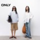 ONLY2025 summer new French lazy style Japanese solid color loose V-neck puff sleeve white chiffon shirt for women