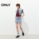 ONLY2025 summer new heavy industry irregular ironing design high waist A-line shorts skirt jeans for women