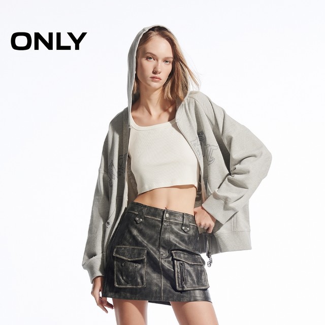 O天票 ONLY2025 spring and summer new style fashionable cool feeling old high waist PU miniskirt skirt women's versatile
