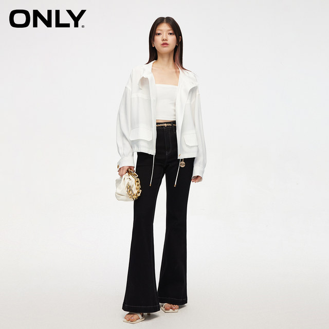ONLY summer fashion simple drop rotator sleeve loose solid color stand collar jacket for women 124136047