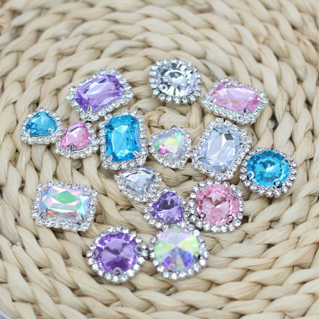 Silver bottom diamond flat acrylic diamond alloy backing round flower disc handmade hair accessories headdress DIY accessories accessories