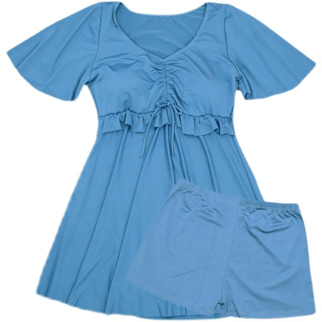 Korean large -size skirt split swimsuit female 200JIN [Jin is equal to 0.5 kg] Fat mm covered belly, thin bubble hot spring fat sister conservative swimsuit
