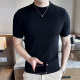 Trending short -sleeved sweater men's solid color knitwear slim bottoming shirt stands up and collar half -sleeved coat T -shirt and half -high collar shirt
