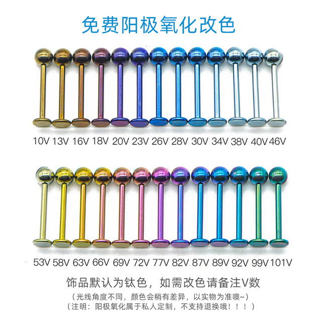 F136 Titanium Alloy Internal Spiral Earrings Flat-Bottom Rod Implant-Grade No-Removal Lip Nail Rod 1.0/1.2 Thick Internal Thread