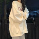 Solid color hoodless sweatshirt for women spring and autumn oversize thin coat Korean style trendy loose lazy versatile top