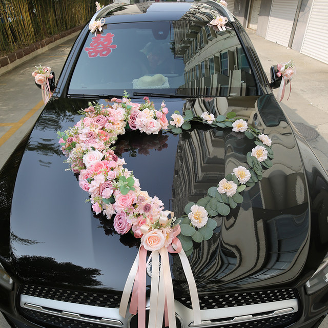 Pink half-heart oversized hollow heart-shaped wedding car flower main ...