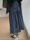 Retro blueberry floral skirt for women in summer mid-length pleated skirt loose and versatile draped chiffon skirt umbrella skirt
