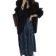 Retro blueberry floral skirt for women in summer mid-length pleated skirt loose and versatile draped chiffon skirt umbrella skirt
