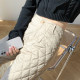 Khaki down pants for women wearing fashionable winter high waist loose slim and thickened nine-point casual wide-leg straight pants