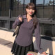 Hot top large size mm fat trendy spring suit POLO collar women's loose belly cover fat girl stretch knit shirt
