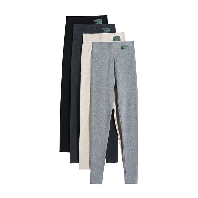 Cotton high -waisted leggings Female wearing spring and autumn thin models and thin autumn pants elastic big size tight black cropped pants
