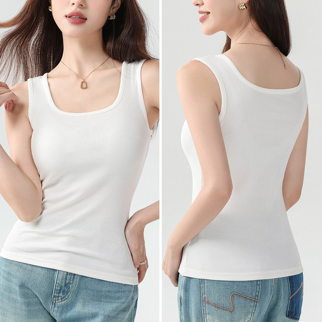 Pure cotton suspender vest for women in spring and summer thin inner wear and outer threaded slimming bottom sleeveless top