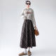 Plaid skirt Female autumn and winter American high -waisted retro mid -length skirt long skirt big plaid small umbrella skirt
