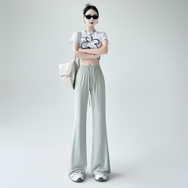 Wearing micro-flare yoga pants for women in spring and summer 2025 thin high waist small quick-drying high hanging flared trousers
